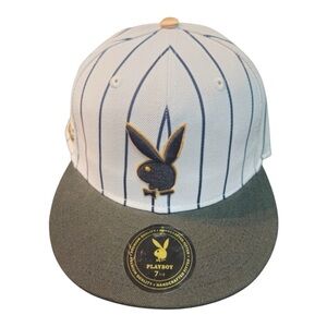 Sz 7 1/2 pin stripes bunny fitted cap